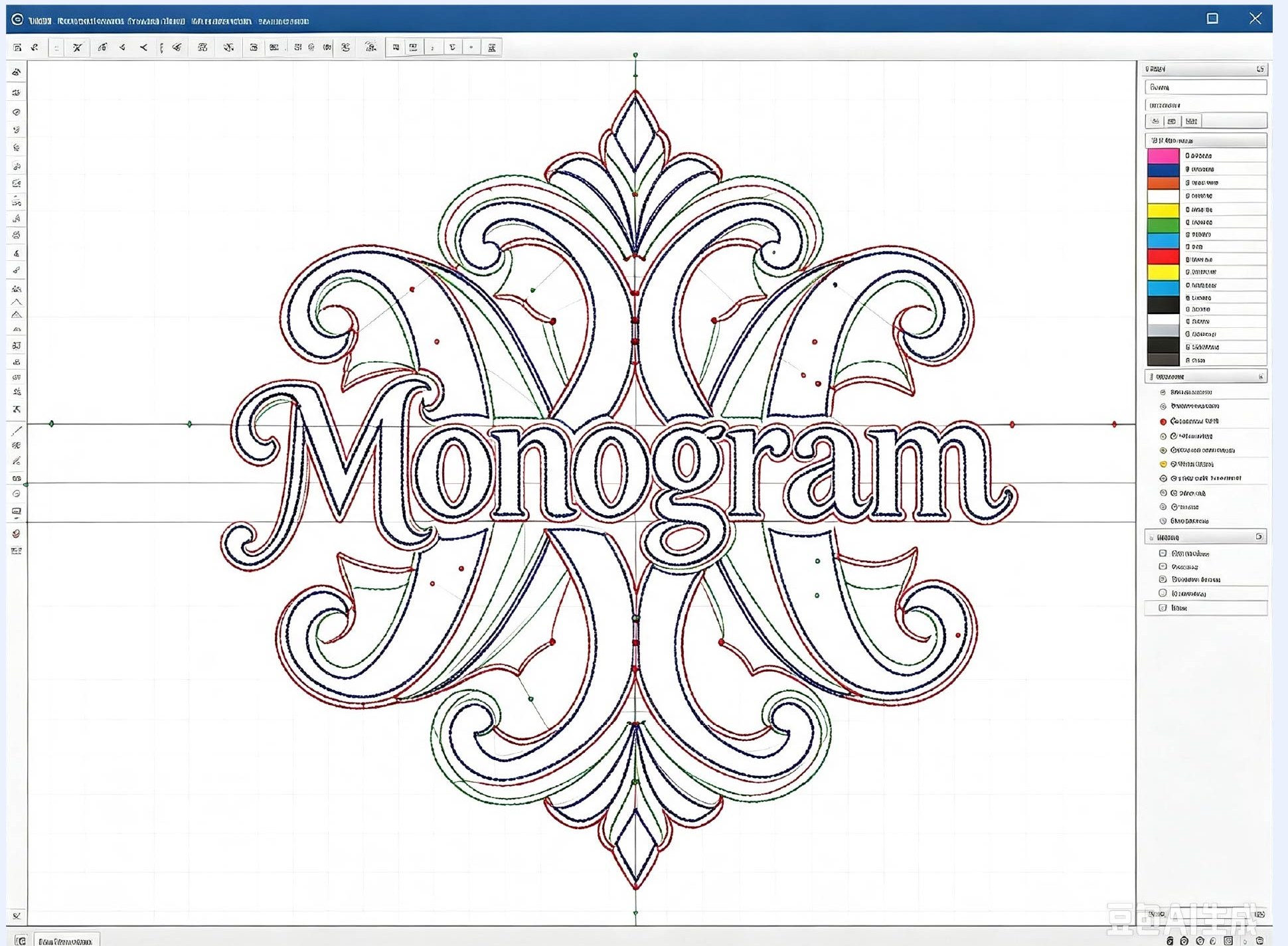 Embroidery digitizing software monogram